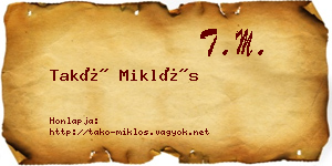 Takó Miklós névjegykártya